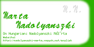 marta nadolyanszki business card